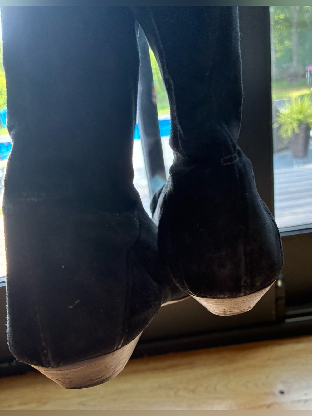 Vintage 80s Zodiac Black Suede Knee-High Women's Boots women 7 M - Picture 6 of 8